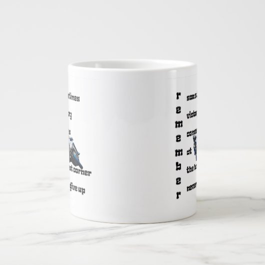 最後の角での勝利、決して上に与えせない ジャンボコーヒーマグカップ (正面)