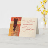 最後の誓い修道女レッドキャンドルおめでとう カード (黄色い花)