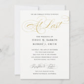 最後の金ゴールド書でエレガントな結婚式 招待状 (正面)