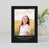 最後の金箔が黒の卒業表明 箔招待状 (立ち正面)