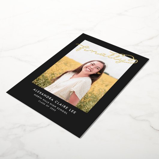 最後の金箔が黒の卒業表明 箔招待状 (回転した状態)