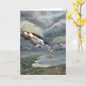 "最後の飛行"羽の挨拶状 カード (黄色い花)