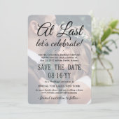 最後の2枚のフォトシンプルお祝いオーバーレイ結婚 セーブザデート (スタンド正面)