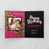 最後の21ホットピンクグリッターアニマルプリント写真 カード (内部)