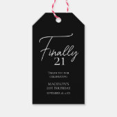 最後の21黒白21歳の誕生日 ギフトタグ (正面)