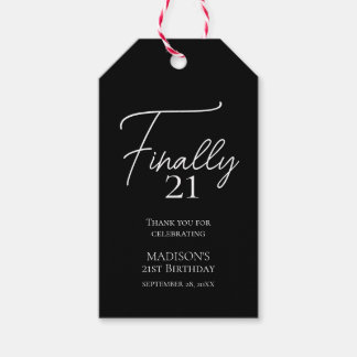 最後の21黒白21歳の誕生日 ギフトタグ