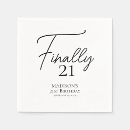 最後の21黒白21歳の誕生日 スタンダードカクテルナプキン