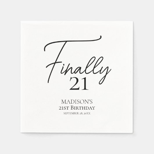 最後の21黒白21歳の誕生日 スタンダードカクテルナプキン (正面)