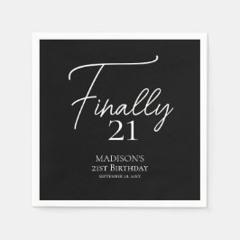 最後の21黒白21歳の誕生日 スタンダードカクテルナプキン