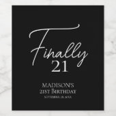 最後の21黒白21歳の誕生日 ワインラベル (シングルラベル)