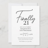 最後の21黒白21歳の誕生日 招待状 (正面)