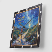 最後まで忠実であり続ける。黙示録2:10 スクエア壁時計 (傾斜)