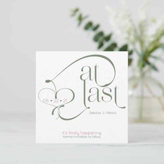 最後エレガントにダスティバラセージ日付を保存 招待状 (スタンド正面)