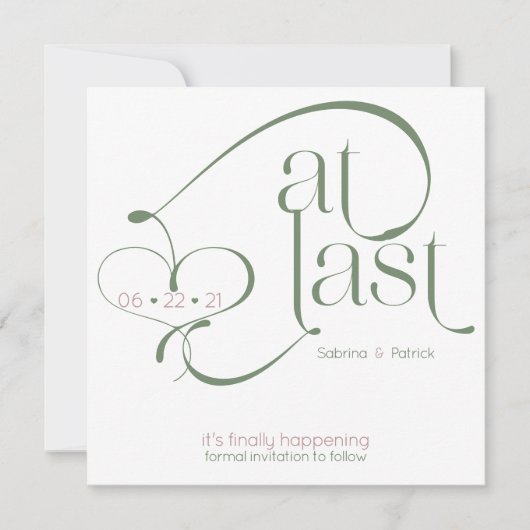 最後エレガントにダスティバラセージ日付を保存 招待状 (正面)