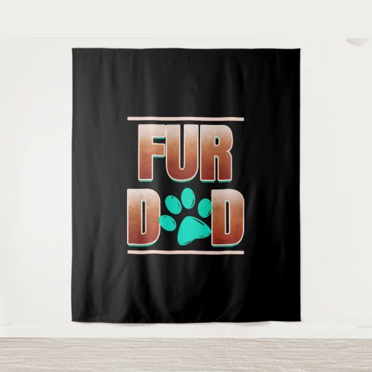 最後クールの最後に猫の前足を持つ毛皮のパパ タペストリー (正面)