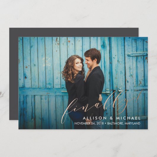 最後フェイクにフォイル書道スクリプト日付を保存 セーブザデート (正面/裏面)