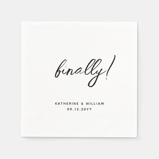 最後モダンにミニマ結婚リストの婚約 スタンダードカクテルナプキン (正面)