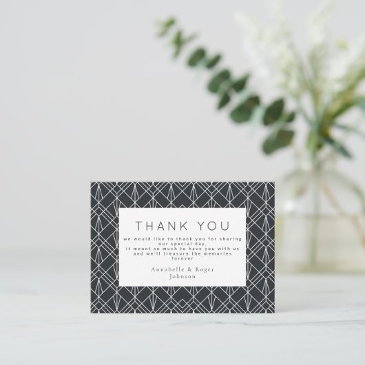 最後感謝していに木炭の幾何学的スタイリッシュ エンクロージャーカード (スタンド正面)