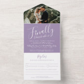 最後祝にの更新パーティー写真の紫 オールインワン招待状 (内側)