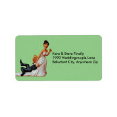 最後結婚のカップルおもしろいブラウン&ブロンドのラベル ラベル (正面)