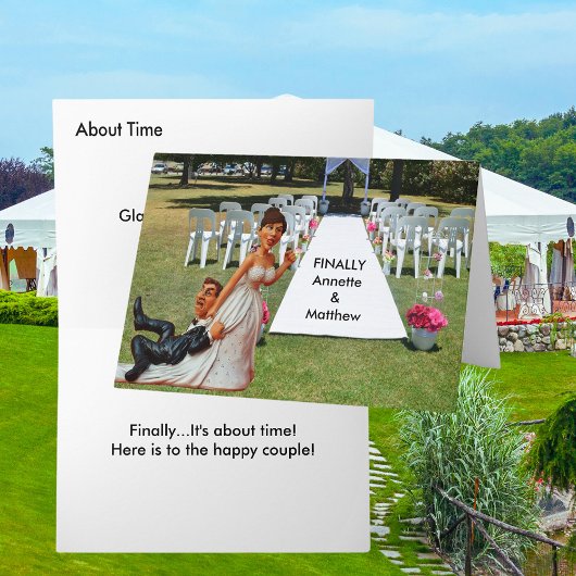 最後結婚のカップル茶色の髪のおもしろいカップル カード