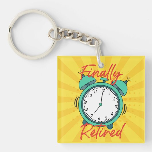 最後退職したの目覚まし時計 キーホルダー (正面)