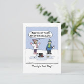 最後霜の降りたの日 |おもしろいクリスマス漫画クリスマス ポストカード (スタンド正面)