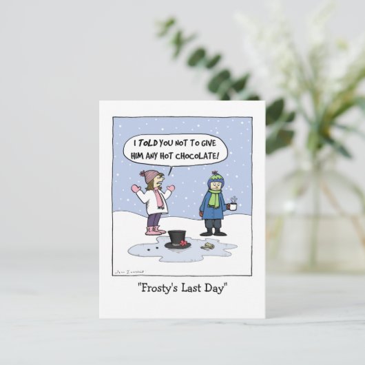 最後霜の降りたの日 |おもしろいクリスマス漫画クリスマス ポストカード (スタンド正面)