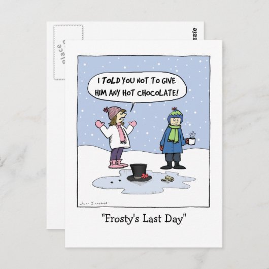 最後霜の降りたの日 |おもしろいクリスマス漫画クリスマス ポストカード (正面/裏面)