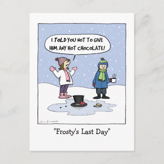 最後霜の降りたの日 |おもしろいクリスマス漫画クリスマス ポストカード (正面)