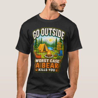 最悪熊に殺されるかもしれないアウトドアTシャツ Tシャツ