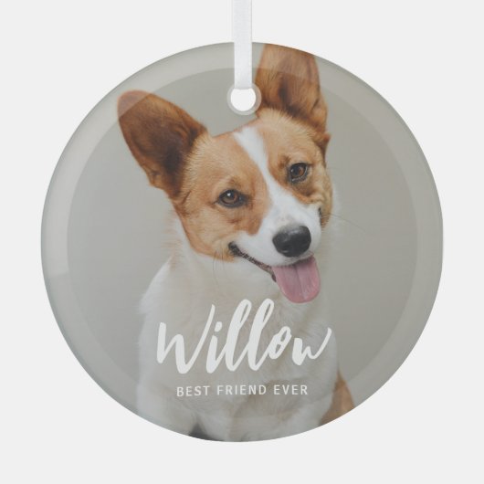 最愛のキャプションフォトパーソナライズされたオーナメント ガラスオーナメント (正面)