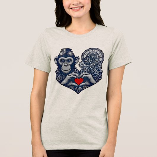 最愛のスチームパンクサルと赤いハート トライブレンドＴシャツ (正面)