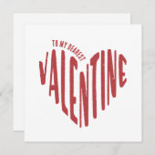 最愛のバレンタイン 赤いハートのワードアート ミニマル シーズンカード (正面/裏面)