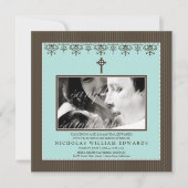 最愛のビクトリアンな水の青い洗礼の招待状 招待状 (正面)