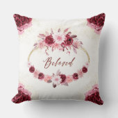 最愛のマエレガントゼンタピンクフローラ金ゴールドリース クッション (正面)