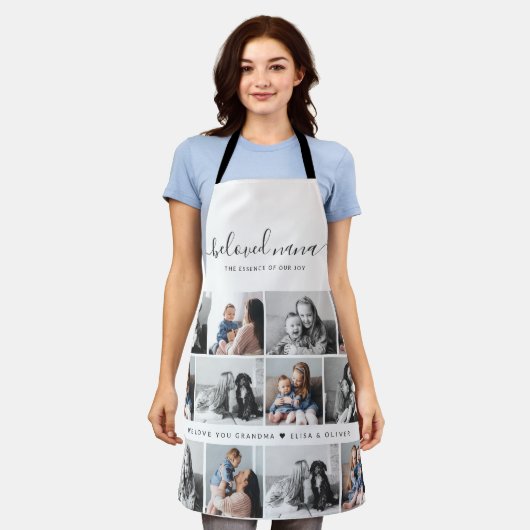 最愛の奈々おばあちゃんカスタム家族フォトキープサケ エプロン (着用した状態)