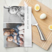 最愛の奈々おばあちゃんカスタム家族フォトキープサケ キッチンタオル (四つ折り)