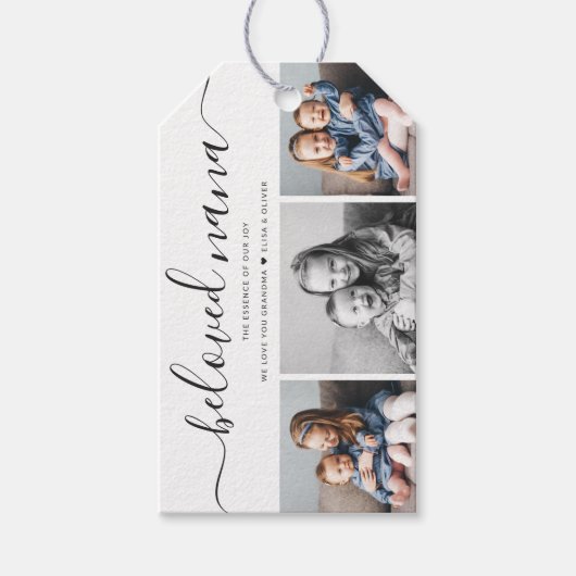 最愛の奈々おばあちゃんカスタム家族フォトキープサケ ギフトタグ (正面)