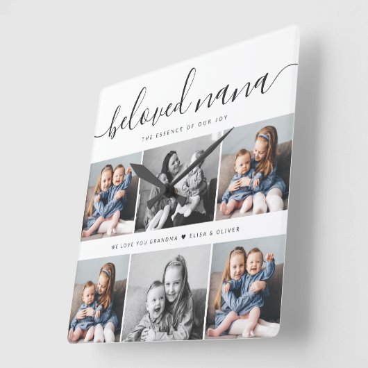 最愛の奈々おばあちゃんカスタム家族フォトキープサケ スクエア壁時計 (傾斜)