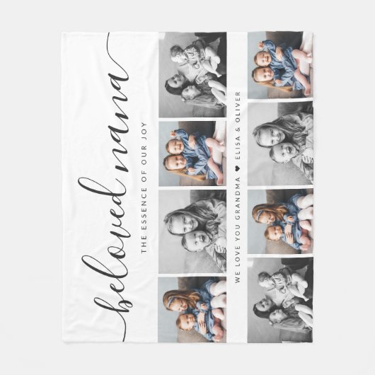 最愛の奈々おばあちゃんカスタム家族フォトキープサケ フリースブランケット (正面)