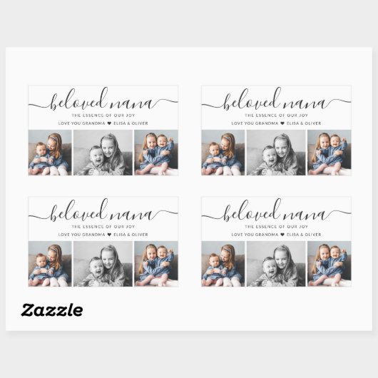 最愛の奈々おばあちゃんカスタム家族フォトキープサケ 長方形シール (シート)