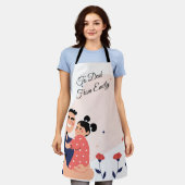 最愛の父と娘のイラストレーション エプロン (着用した状態)