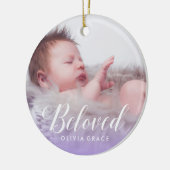 最愛の紫色|のベビーの写真の名前及び誕生Stats セラミックオーナメント (左)