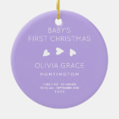 最愛の紫色|のベビーの写真の名前及び誕生Stats セラミックオーナメント (裏面)
