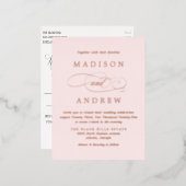 最愛の赤面ピンクとバラ金ゴールド結婚ズ 箔招待状ポストカード (正面/裏面)