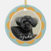 最愛パーソナライズされたの毛皮ベビーの花 セラミックオーナメント (正面)