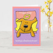 最愛ペットを失っている天使犬 カード (黄色い花)