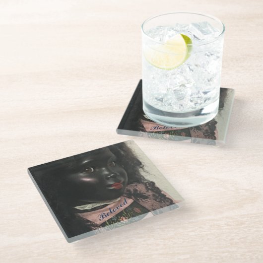 「最愛」の美しいヴィンテージブラック・ドールコースター ガラスコースター (アングル)