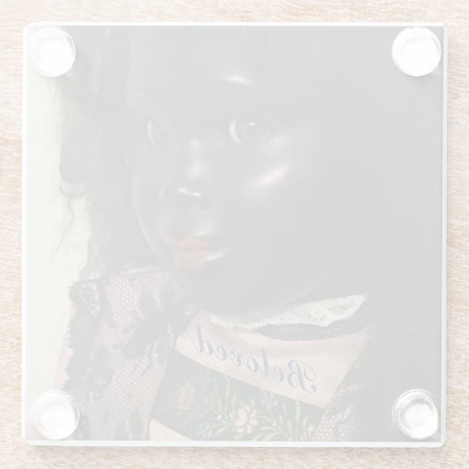 「最愛」の美しいヴィンテージブラック・ドールコースター ガラスコースター (裏面)